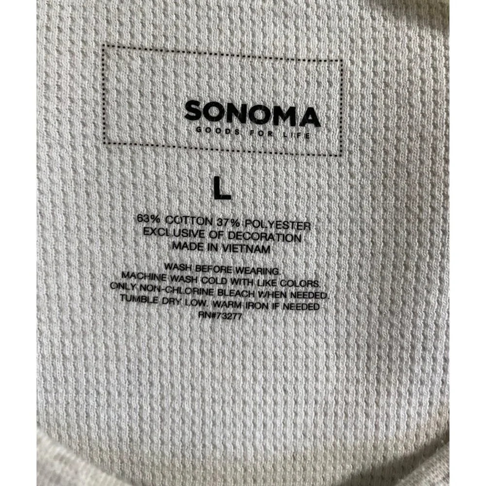 Sonoma Mens Heather Gray Thermal Waffle Knit Long Sleeve Shirt Size Large - Picture 6 of 6